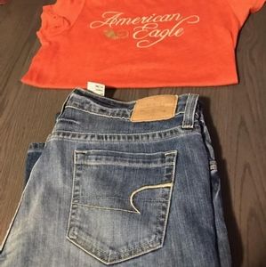American Eagle jeans size 14 long and shirt